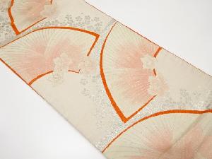 アンティーク　地紙に花模様織り出し袋帯（材料）